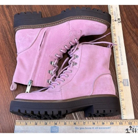 Sam Edelman Women's Lue Lace-Up Combat Boots Suede Pink Size 8 - Picture 8 of 11